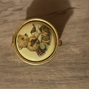 Vintage Halcyon Days Bear Pill Container